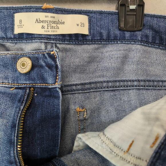 Abercrombie & Fitch Destroyed Jeans Women's 8R 34x28" Tapered Distressed Ankle - Picture 3 of 10